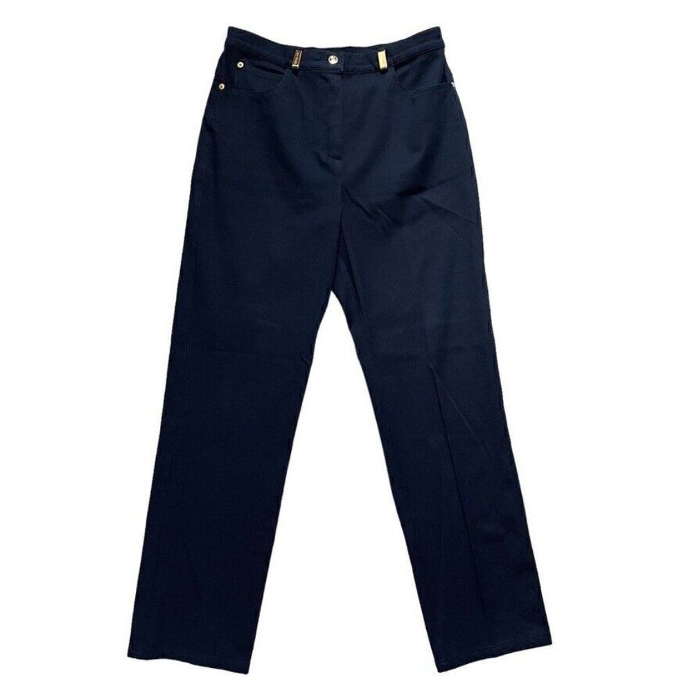 St. John Womens Navy Blue High Waisted Dress Pants Trousers Sz 8 Made in USA